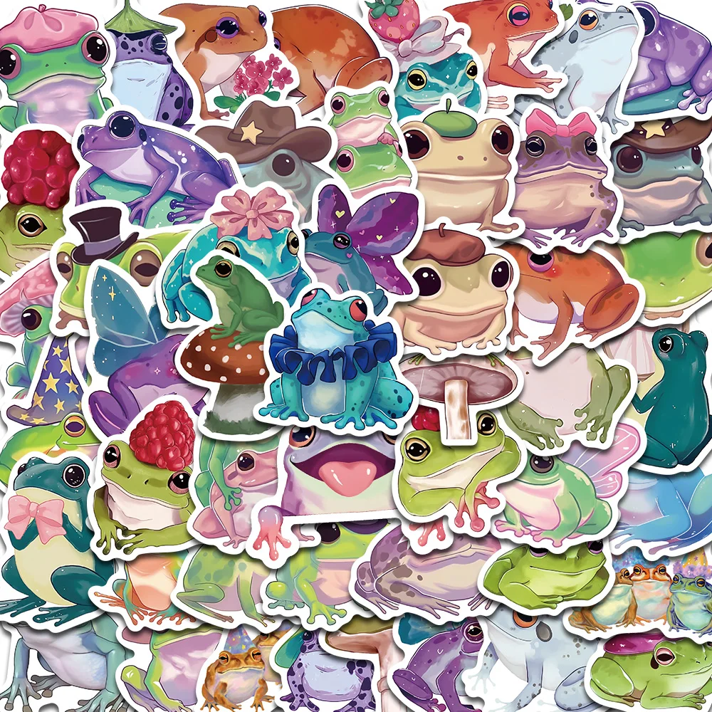 50PCS Cute Silly Frog Stickers Cartoon Harajuku Laptop Cartoon Notebook Luggage Graffiti Skateboard Waterproof Scrapbook Decal ﻿