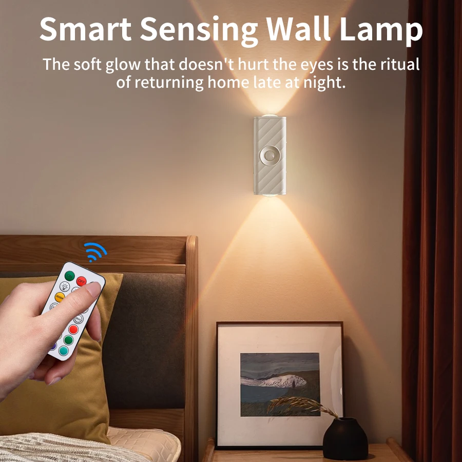 

Ночник RGB беспроводной пульт дистанционного управления Type-c перезаряжаемый светильник для шкафа с питанием для кухни, гардероба, спальни, коридора