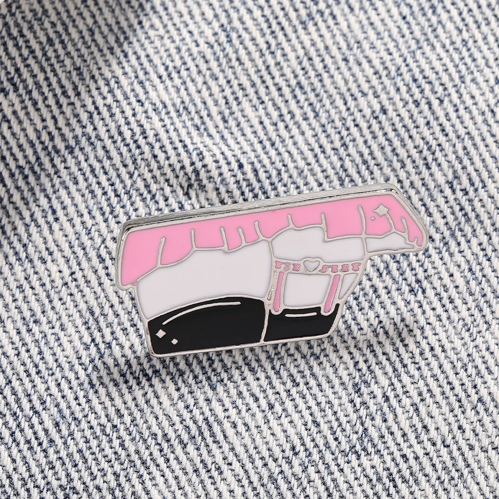 Pretty Pink Short Skirt Pins Black Suspender Socks Enamel Brooches For Women Girls Gift Cheap Jewelry Wholesale view 3