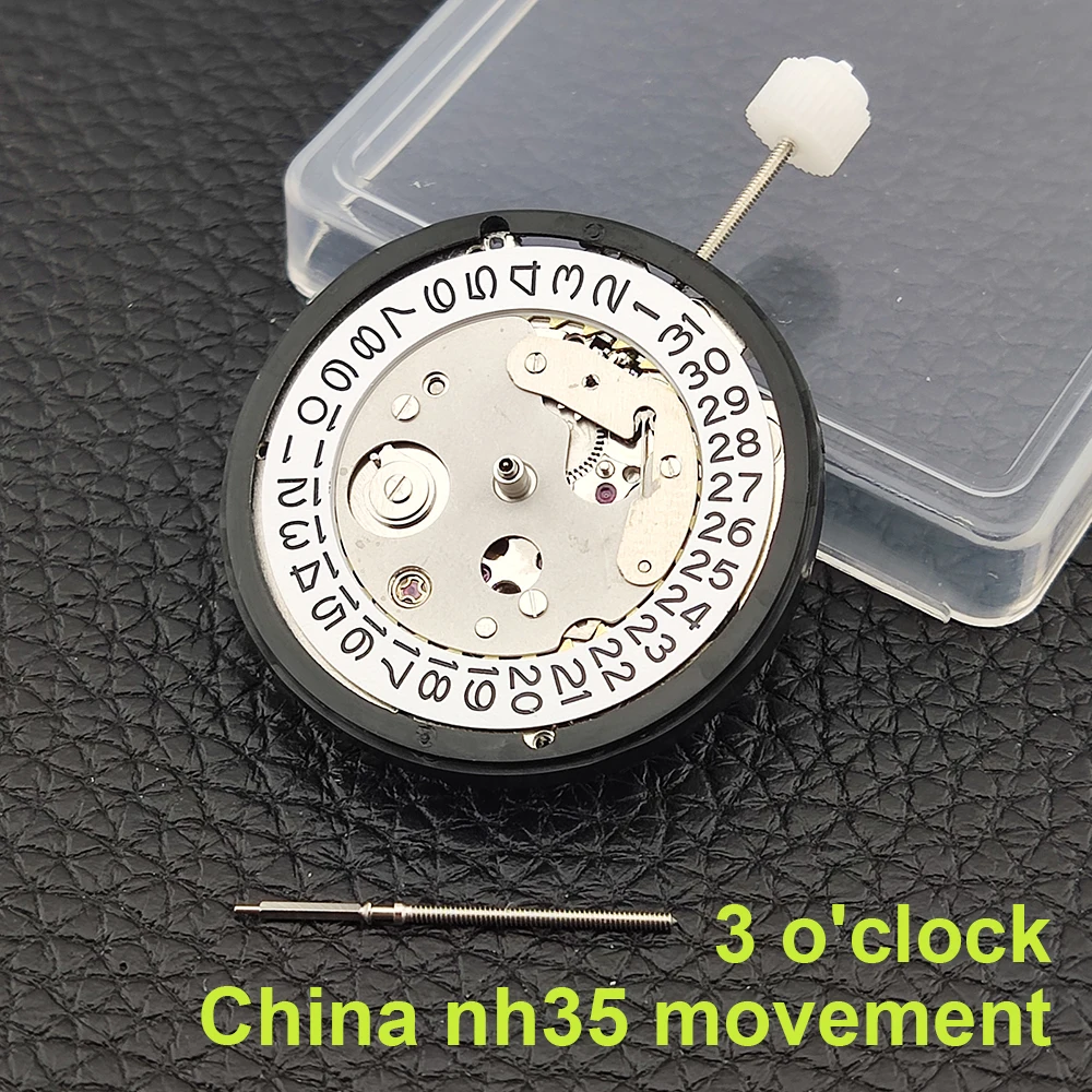 

Китайский механизм для часов nh35 Механизм 3-часовой белый календарь Замена Япония nh35 Механический механизм Аксессуары для часов