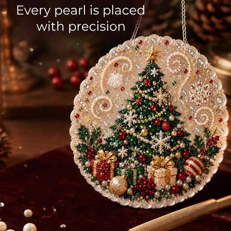 Christmas Pearl Diamond Painting DIY Kit Adult Christmas Hanging Ornament Craft Set, Can Be Used As Home Wall Hanging Decoration