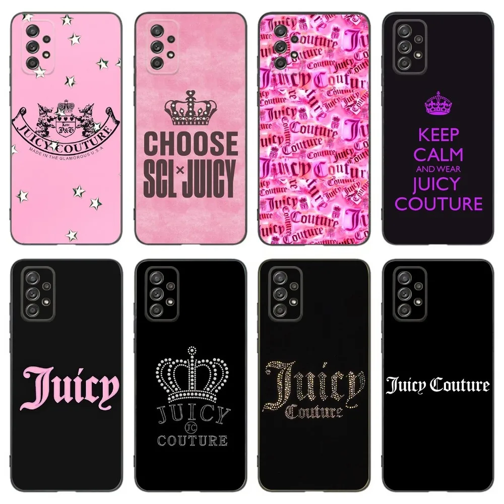 J-JuicyS C- CoutureS Phone Case For Samsung Galaxy A13,A21s,A22,A31,A32,A52,A53,A71,A80,A91 Soft Black Phone Cover