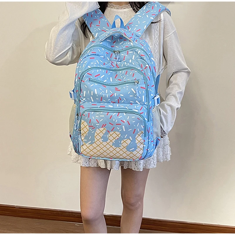 Schülerrucksack, Ice Cream Korean Teenage Girls Sweet Cute Schultasche, leichte, geräumige College-Tasche, Tagesrucksack mit großem Fassungsvermögen – Detail 33