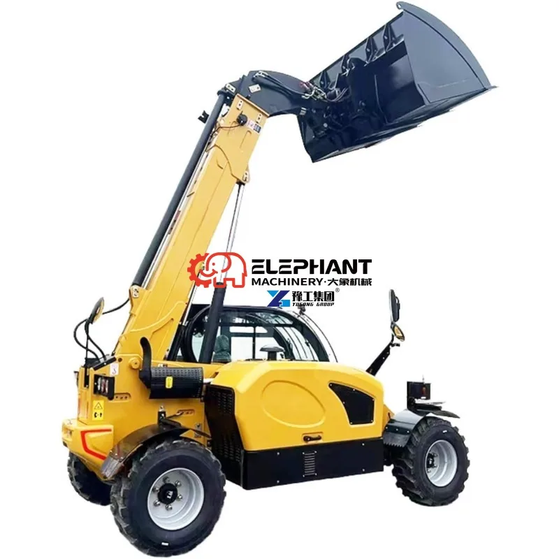 Hot Sale Multi-Purpose Telescopic Forklift – 4WD Telehandler with Bucket, Forks & Crane Jib Attachments