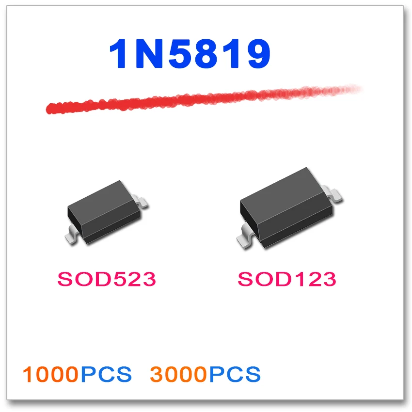 JASNPROSMA 1N5819 SOD-123 SOD-523 1000PCS 3000PCS SOD123 SOD523 1206 5819 smd diode S4 3216 Kunststoff-Kapselung