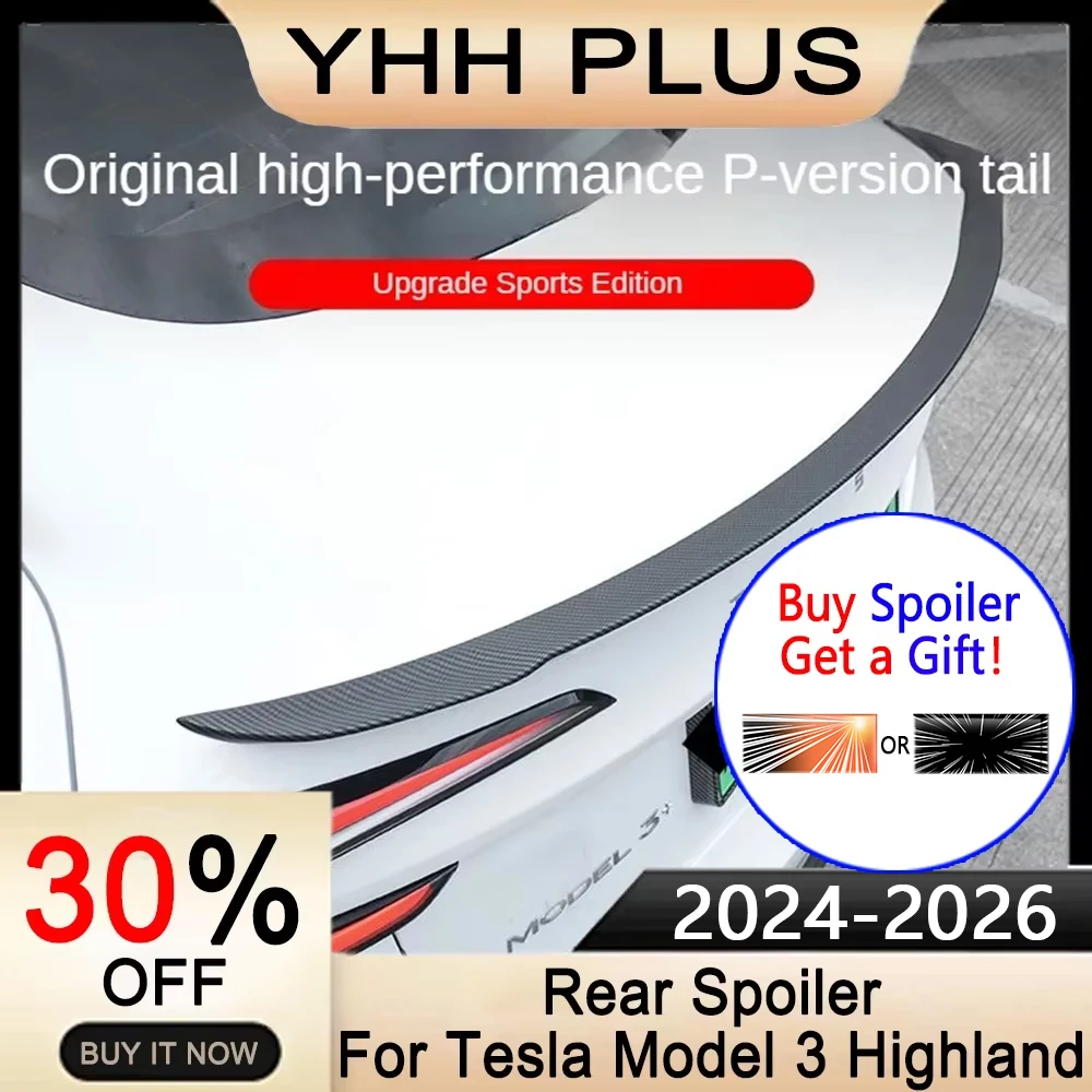 Spoiler per Tesla Model 3 Highland 2026 Accessori ABS Ala di coda Nuovo design Resistenza al vento inferiore Ludicrous Auto Parti esterne