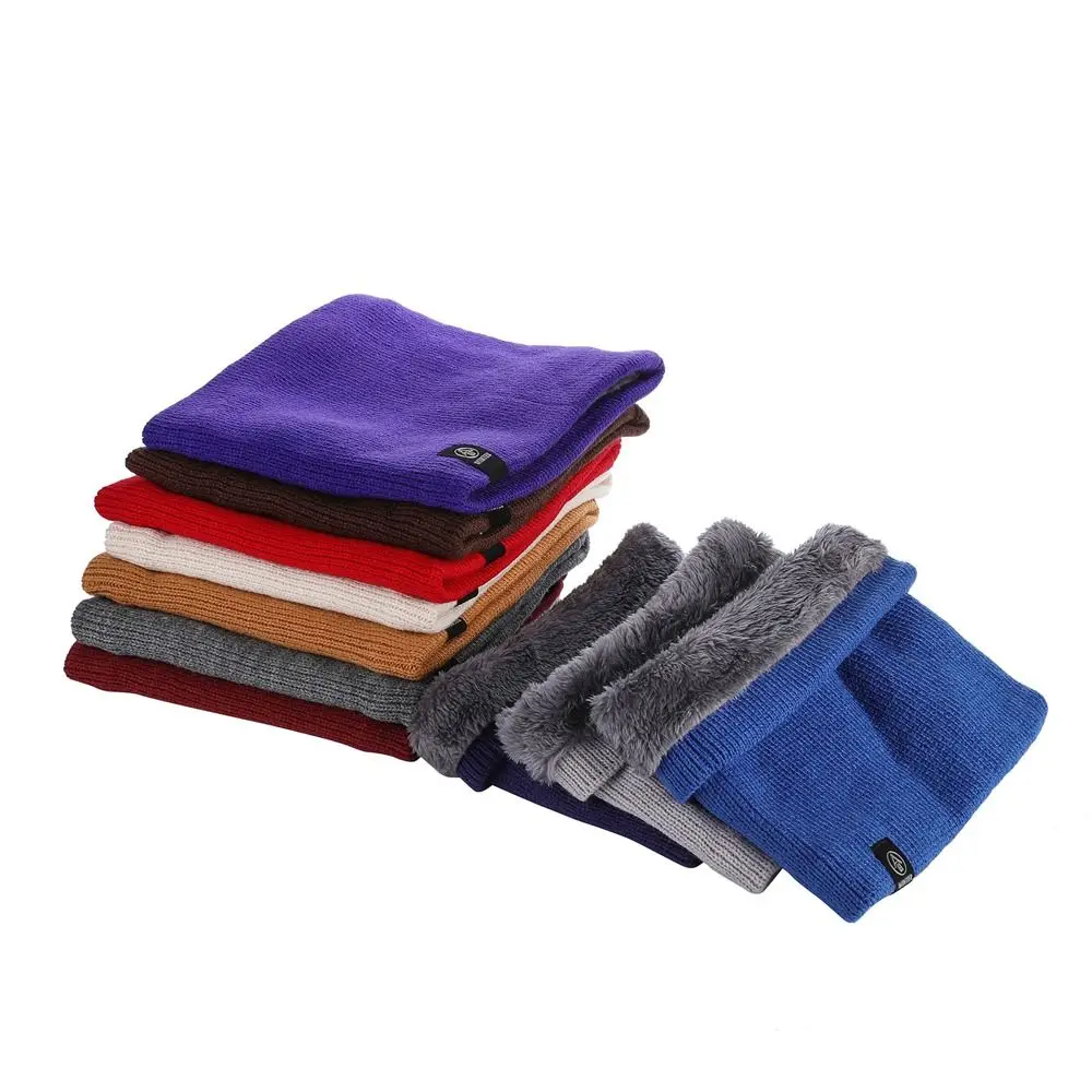 Outdoor Thermal Winter Neck Gaiters Fleece Lined Double-Layer Knit Scarf Thick Warm Circle Loop Scarves for Women & Men