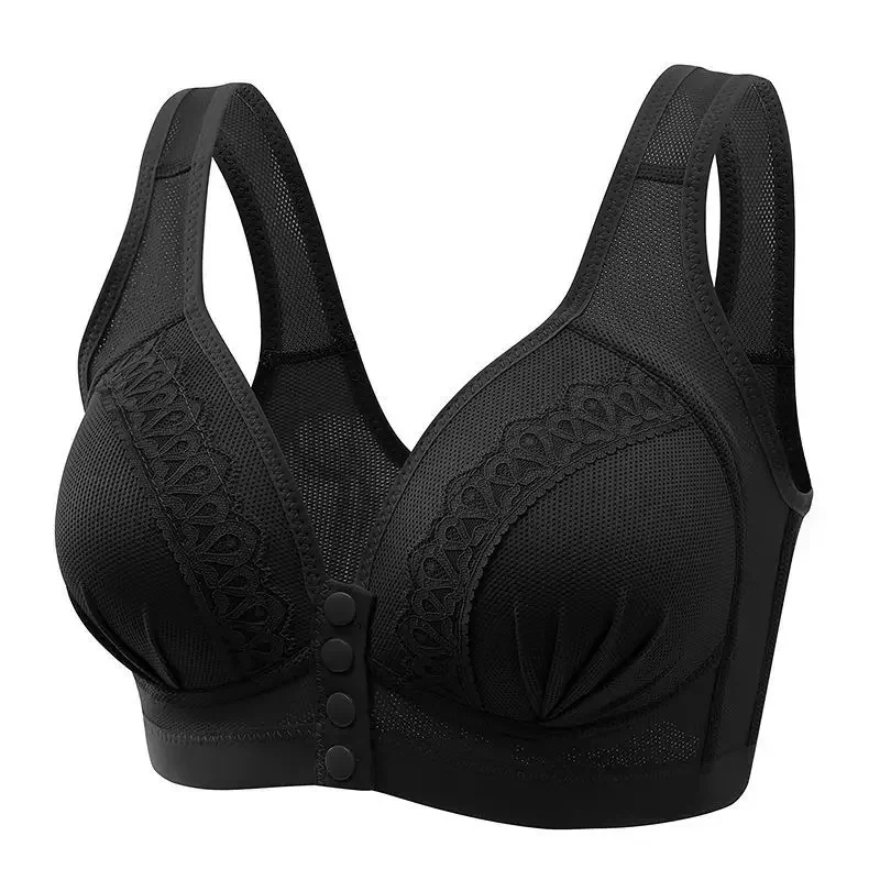 Wireless Lace Maternity Nursing Bra Breathable Comfort Side Gathering Lingerie for Middle Aged Mothers
