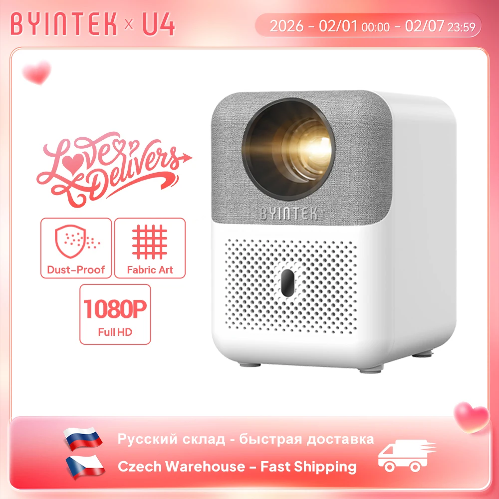 BYINTEK LOVE U4 Smart Mini Home Theater Projector 4K 1080P Video Android WIFI for Smartphone Cinema