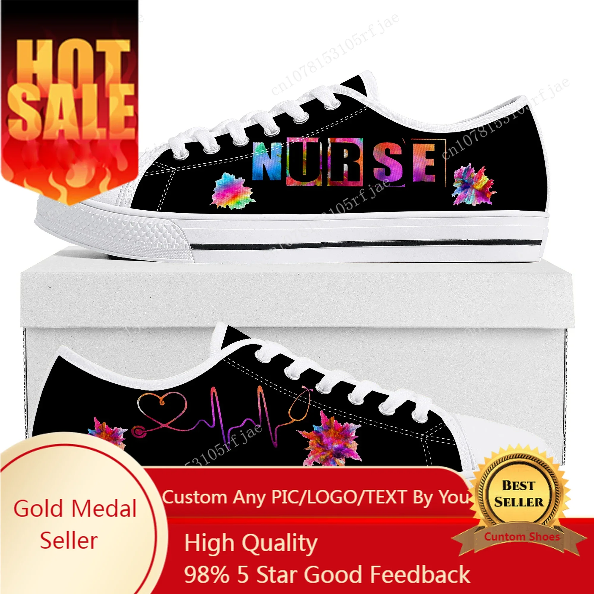 

New Nurse Shoes Heart Beat Brand Low Top Sneakers Womens Mens Teenager Canvas Sneaker Couple Custom Built Shoes