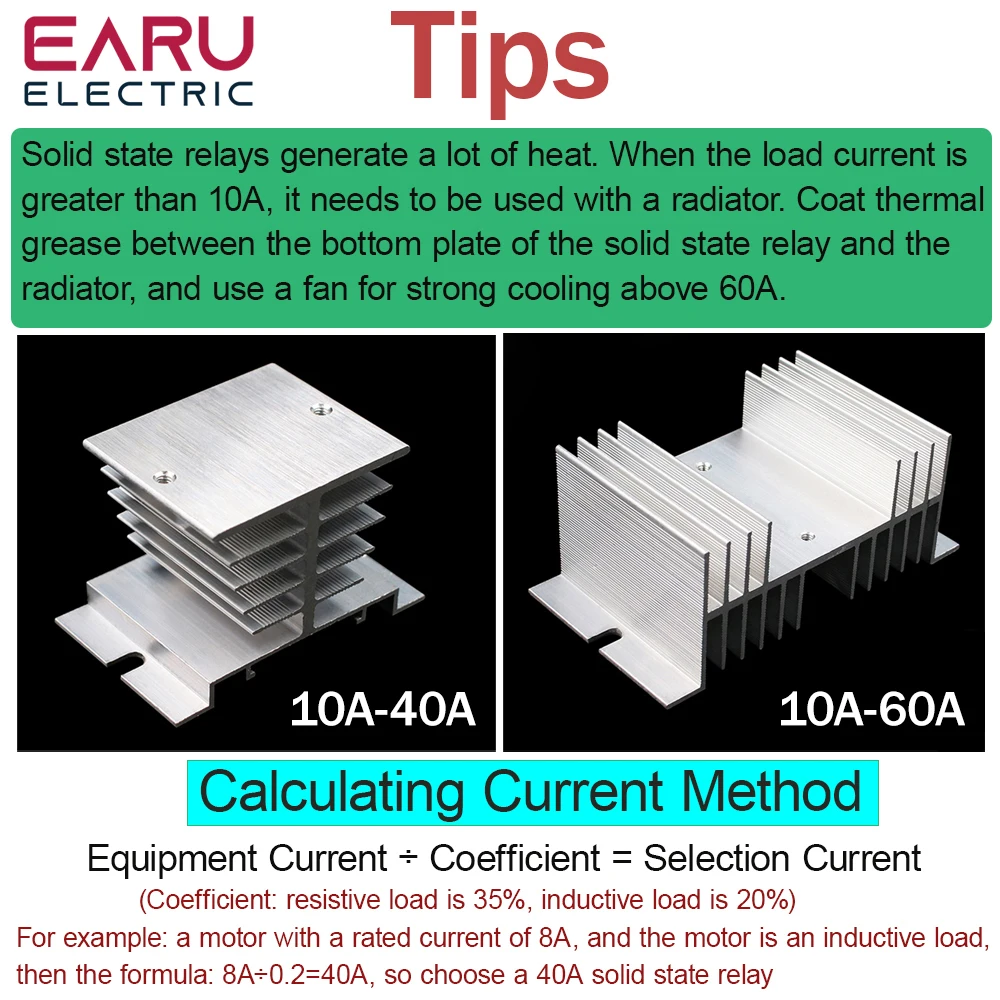 SSR-10DA SSR-40DA SSR 25A 60A 80A 100A 120A Three Phase SSR Solid State Relay DC Control AC 480V 5-32V Input Aluminum Heatsink