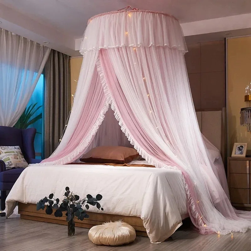 Foldable Princess Style Mosquito Net Hanging Dome Mosquito Net Home Girls Room Double Bed Mosquito Net Lace Gauze Curtain