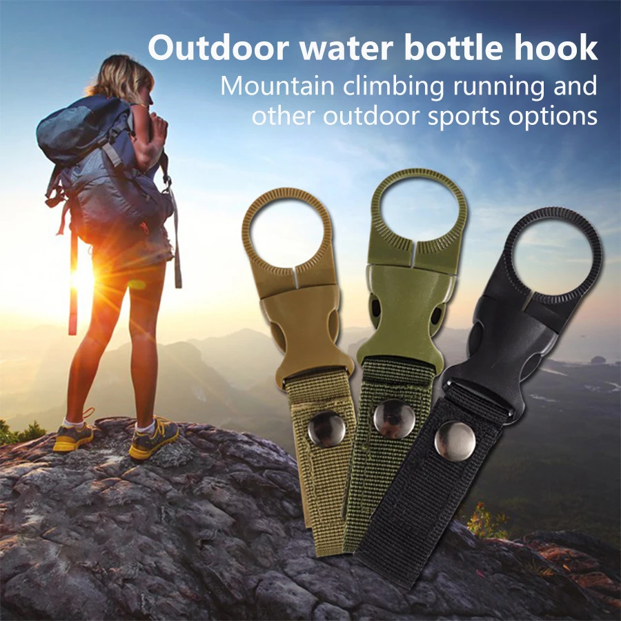 Nastro per bottiglia per bevande in Nylon per esterni appeso fibbia per alpinismo multifunzionale Clip minerale per acqua portatile