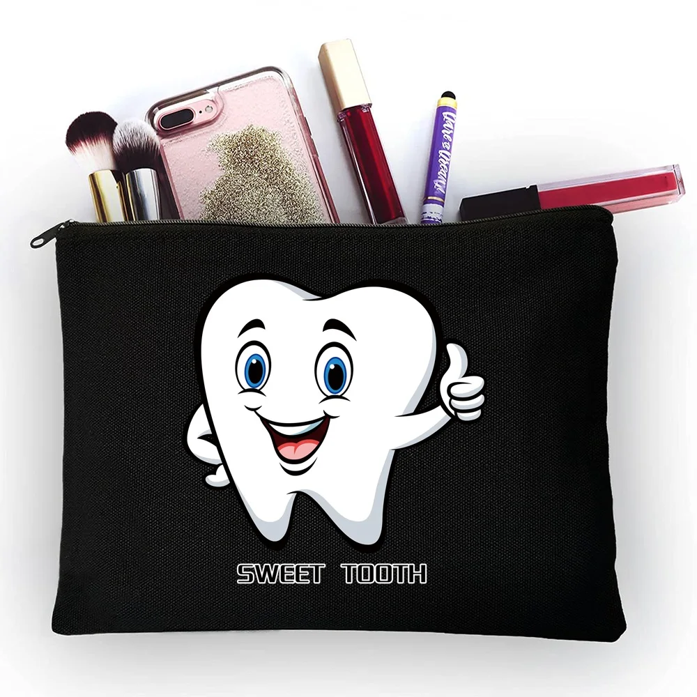 Cosmetic Storage Bag Women Bridesmaid Makeup Organizer Bag Teeth Pattern Bride Gifts Toiletries Bag Child Pencil Case