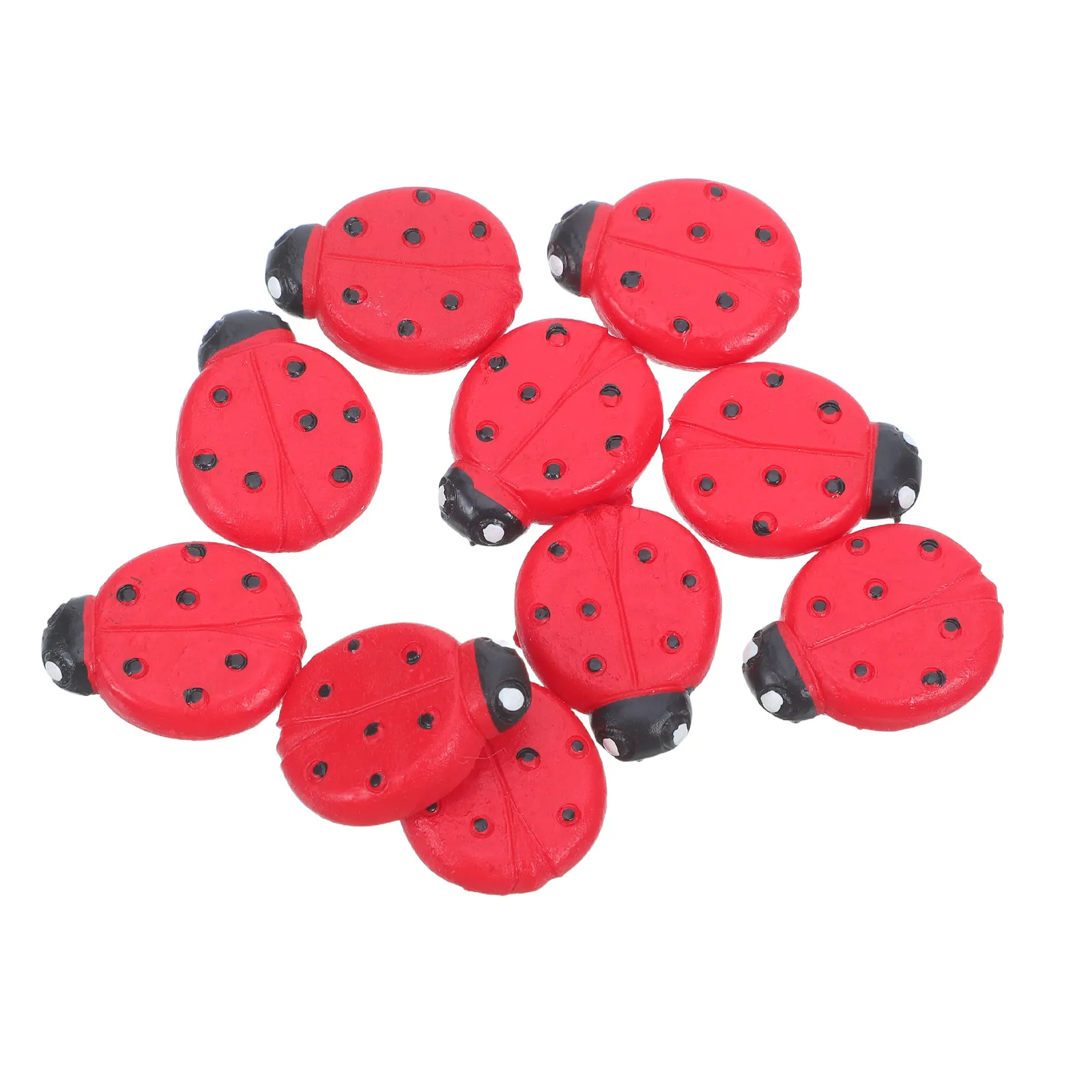 10Pcs Mini Garden Stepping Stone Micro Landscape Footrest Resin Ladybug Shaped Fairy Garden Terrarium Outdoor Scene Accessories