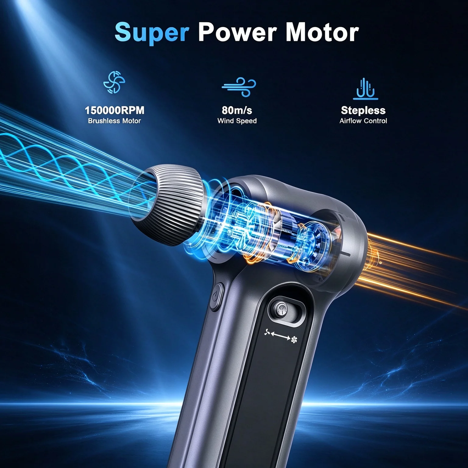 Electric Powerful Fan Duster Wireless Air Blower Air Duster 3-Speed Adjustable Portable Fan for Car/Home/Outdoor