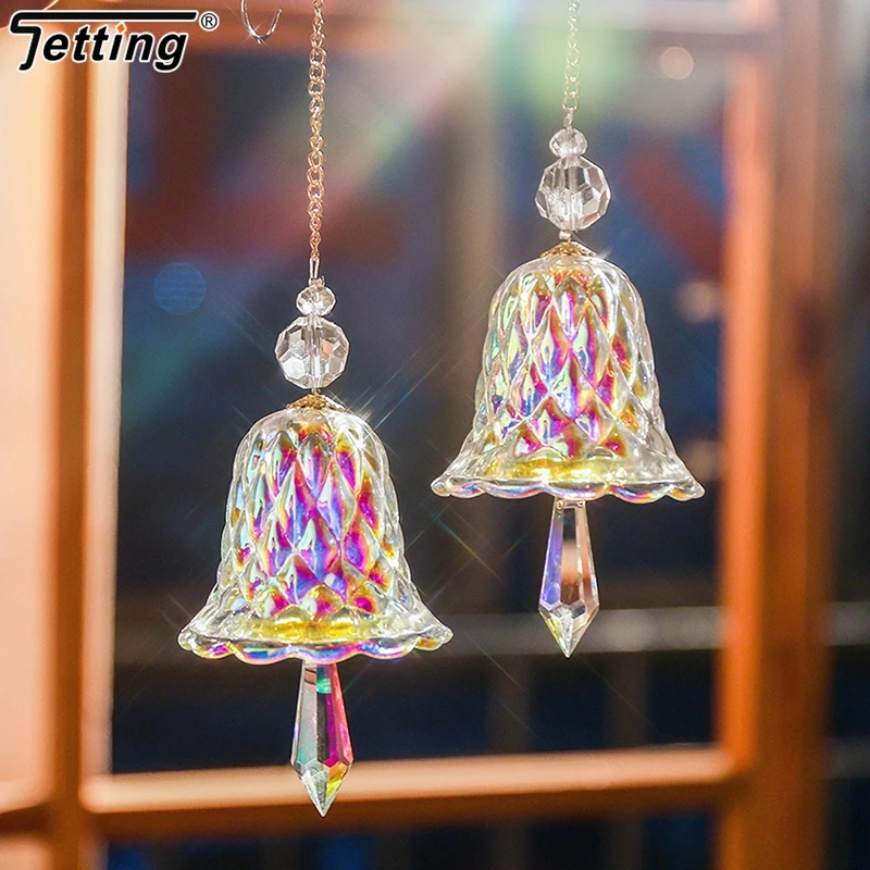 Crystal Wind Chimes Hanging Suncatcher Wind Music Bell Glass Prism Rainbow Maker Car Pendant Window Wedding Garden Decoration