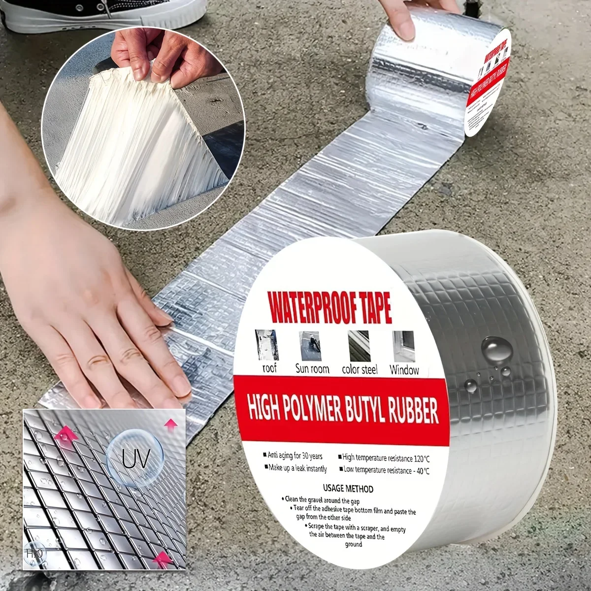 Thickened Waterproof Tape Self-adhesive Butyl Sealing Tape Roof Repair Sealed Sealant Duct tape Aluminium Foil Repair Tape