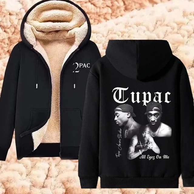 Winter Tupac 2pac Hoodies Lambswool Warm Sweatshirts Plus Size Thicken Hoodie Shakur Rock Jackets Cold proof Hip Hop Streetwear AliExpress