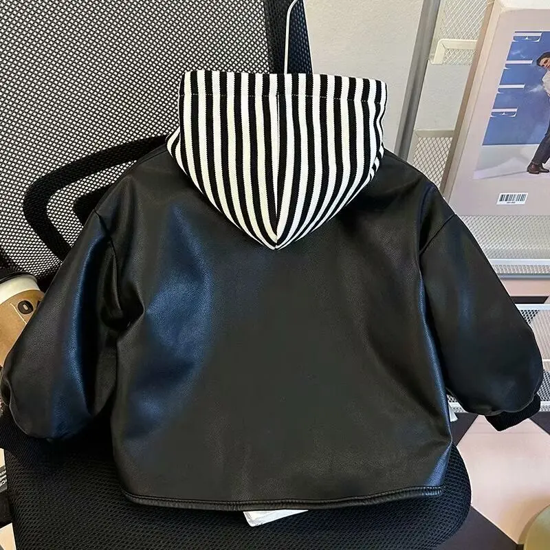 Spring New Girls Leather Jackets For 2-8 Years Children Classics  Pu Outerwear Kids Clothing Baby Girls Fashion