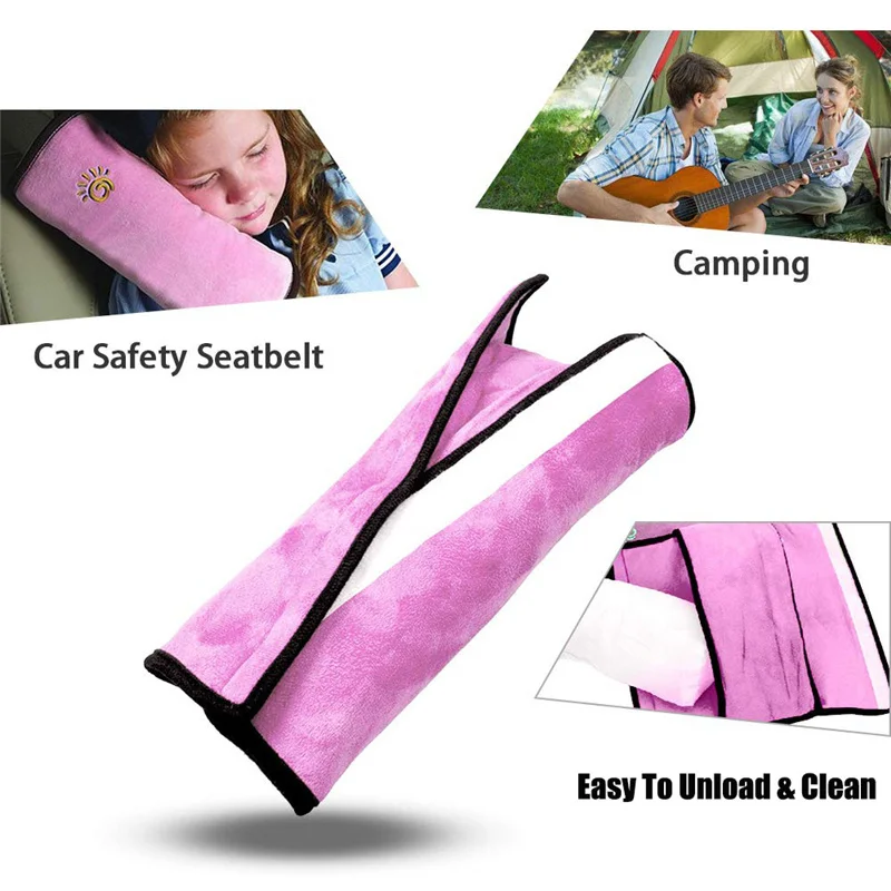 Auto Seat Belt Pillow Kids Travel Sleep Positioner Adjust Toddler Head Protect Plush Cushion Baby Headrest Support Safety Strap