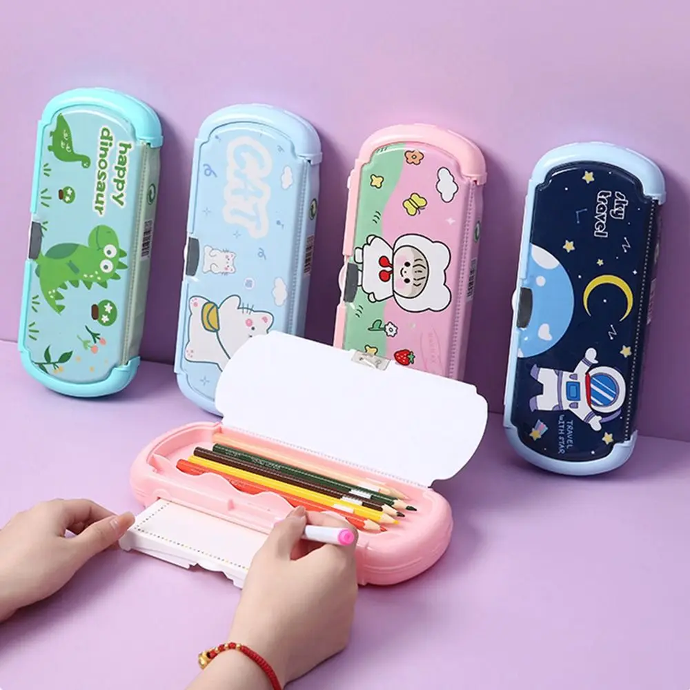 Tas Pensil Kapasitas Besar Modis Tas Alat Tulis Portabel Multifungsi Kotak Pena Dua Lapis Tahan Lama Kantor Sekolah