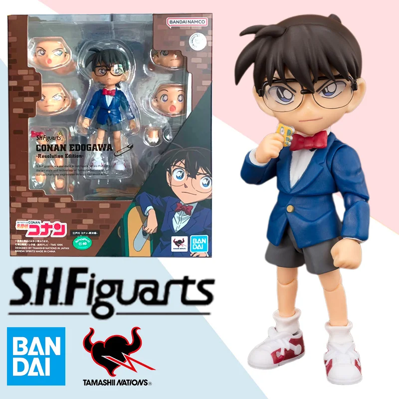 Original Bandai Anime Action Figure SHFiguarts Detective Conan Edogawa Kudou Shinichi Finished Model Kit Toy Gift fo