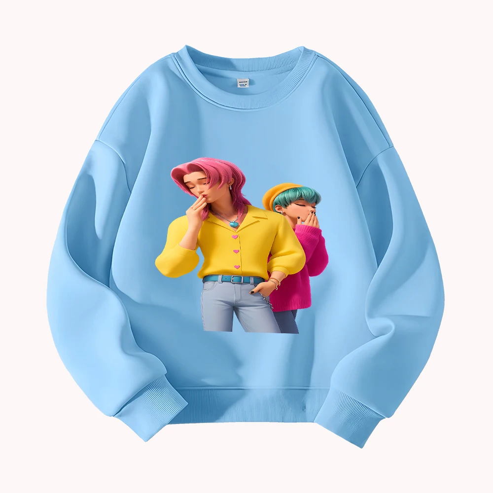 Cartoon karakter print ronde hals sweatshirt voor dames heren casual losse pasvorm lange mouw trui mode streetwear