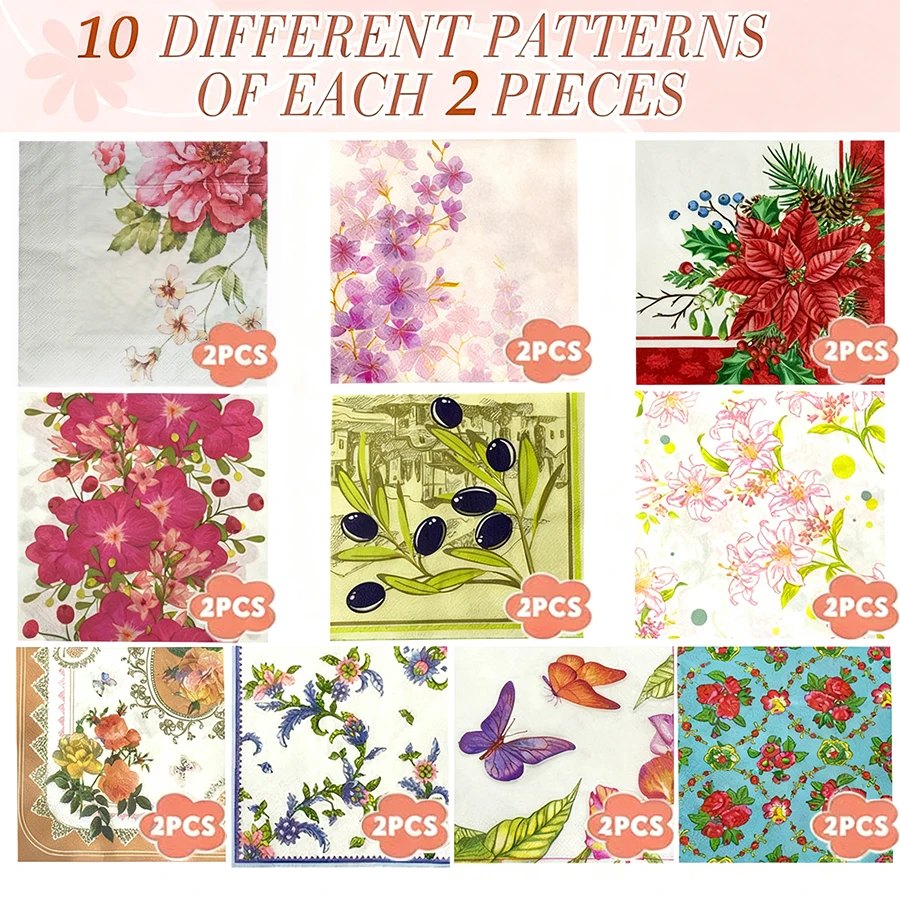 20 قطعة مناديل ورقية مطبوعة بن - مراجعة Pattern Tissue Paper وسعره