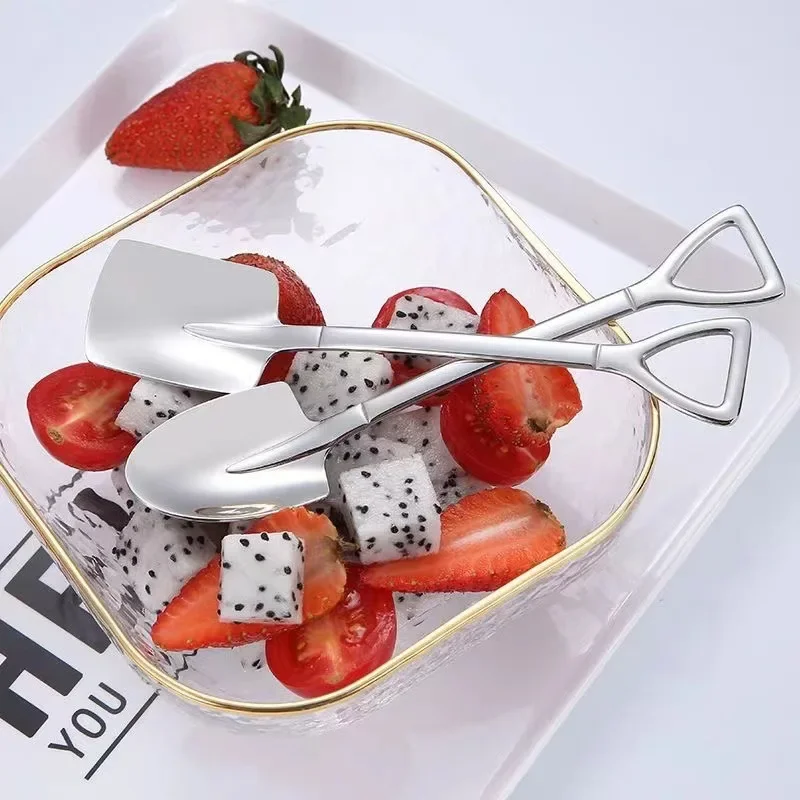 

4 PCS Stainless Steel Coffee Spoon Creative Shovel Shape Tea Spoons Ice Cream Scoop Kitchen Accessories Tableware Cutlery Set