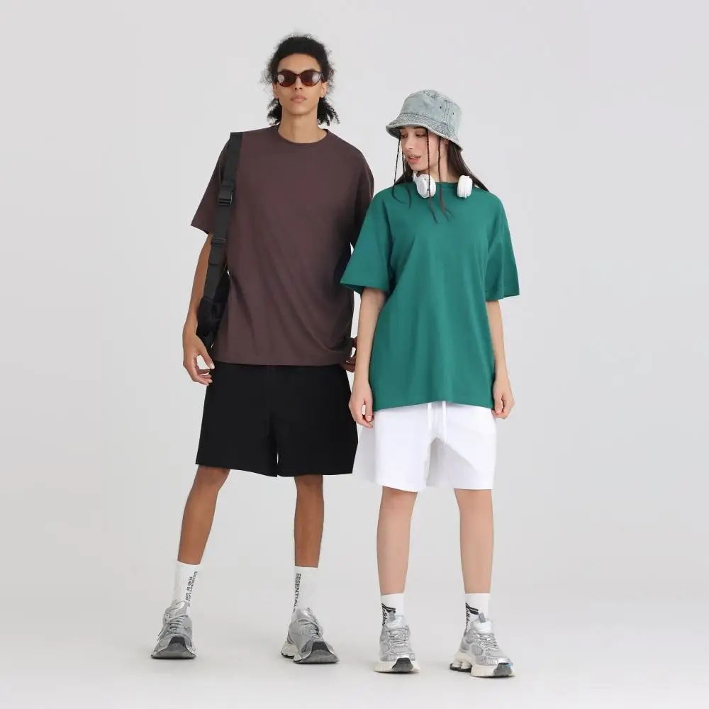 

Mens Short Sleeve Summer Casual Tee Loose Fit 100% Heavy Cotton Crew Neck T-Shirt High Quality Solid Safety Green Top