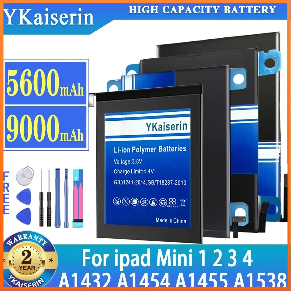 

YKaiserin Battery for Ipad Mini 1 2 3 4 Mini1 Mini2 Mini3 Mini4 A1432 A1454 A1455 A1538 A1550 A1489 A1490 A1491 A1599 A1600