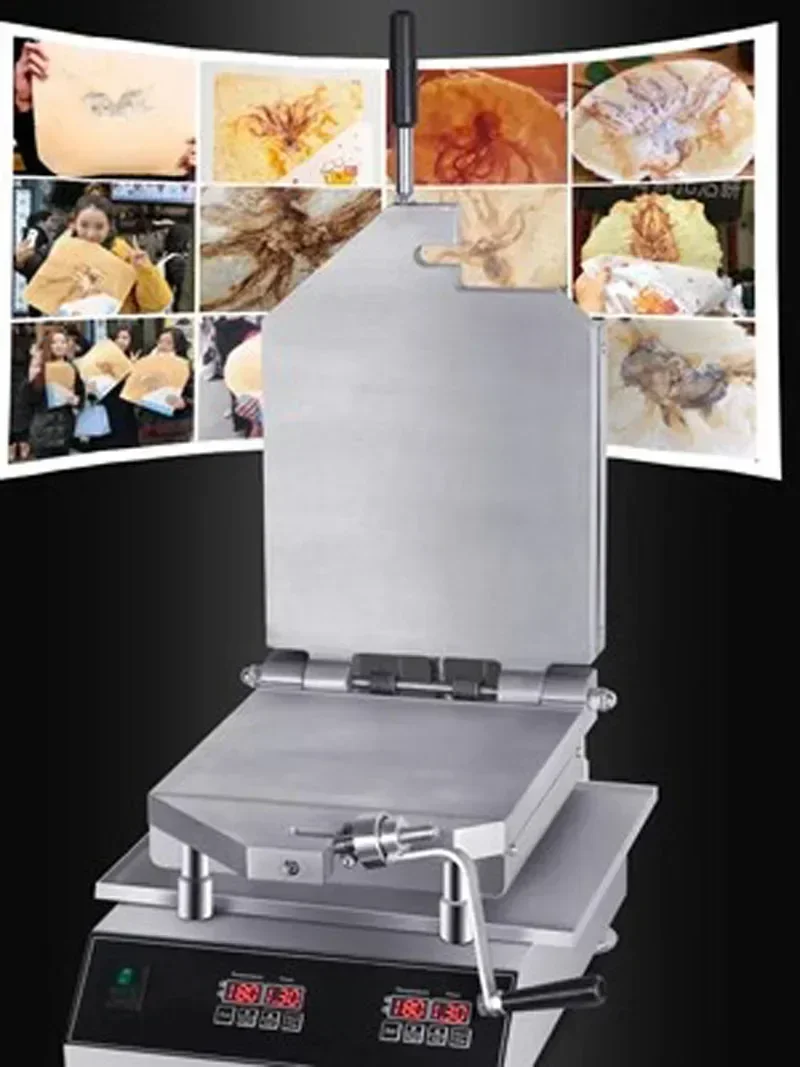 2025Thermal Oil Pressing Machine Seafood Crepes Pizza Maker Squid Non-stick Thin Cake Pressing Machine Fossil Cake Machine 110/2