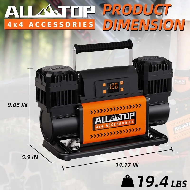 12V Air Compressor w/LCD Control Panel to Preset Target Pressure, 150PSI 12.35CFM Air Pump Inflator for Overland