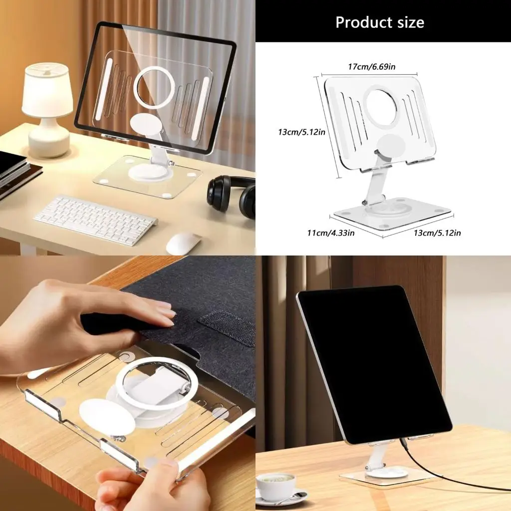 4XFC Clear Plastic Tablets Risers Cooling Supporting Horizontal And Vertical Screen Positions For 12.9Inch Devices