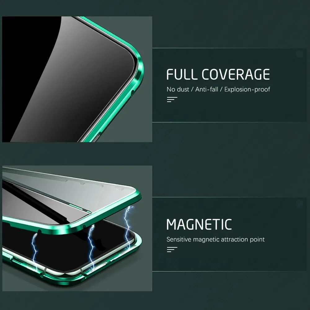 Double Sided Magnetic Adsorption Metal Bumper Glass Case for Samsung S25Ultra S24 S23 FE A16 A55 A35 A15 A34 A54 A52 A12 A14 A24