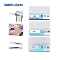 12pcs/Box Dental White Stone Polishing FG Burs Cone/Flame/Round Shape Abrasion Bur Fit For High Speed Handpiece 1.6mm Dentistry