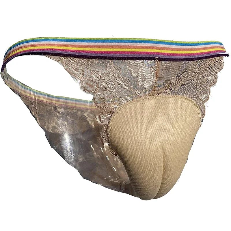 LGBT Rainbow Camel Toe Control Panty Lace Underwear Crossdresser Transgender Briefs Drag Queen Shemale Ladyboy Bisexual Panties