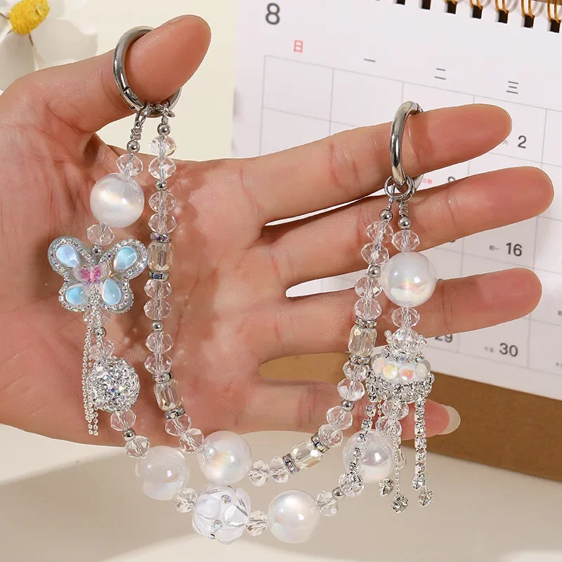 Original Gentle Style Double-layer Beaded Phone Chain Key Chain Backpack Ornament