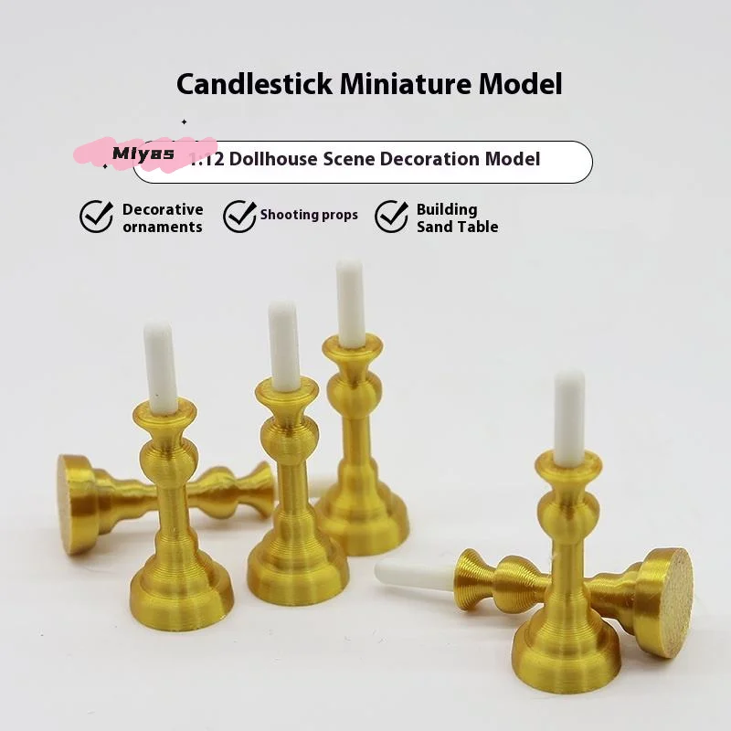 1/2 pezzi portacandele dorato in miniatura per casa delle bambole 1/12 mini candeliere modello casa delle bambole sala da pranzo decorazioni per la casa accessori fai da te