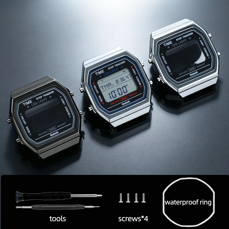ABL-100WE Upgrade Stainless Steel Case Mod Kit for Casio 3565 ABL-100 Retro Digital Watch Replacement Solid Metal silver Bezel