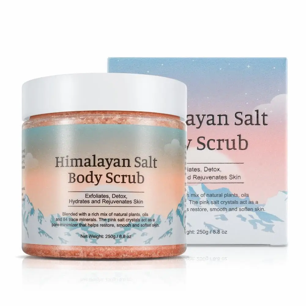 

Himalayan Salt Body Scrub – 250g / 8.8oz – Exfoliates, Detoxifies, Hydrates, and Rejuvenates Skin – Removes Dead Skin Cells