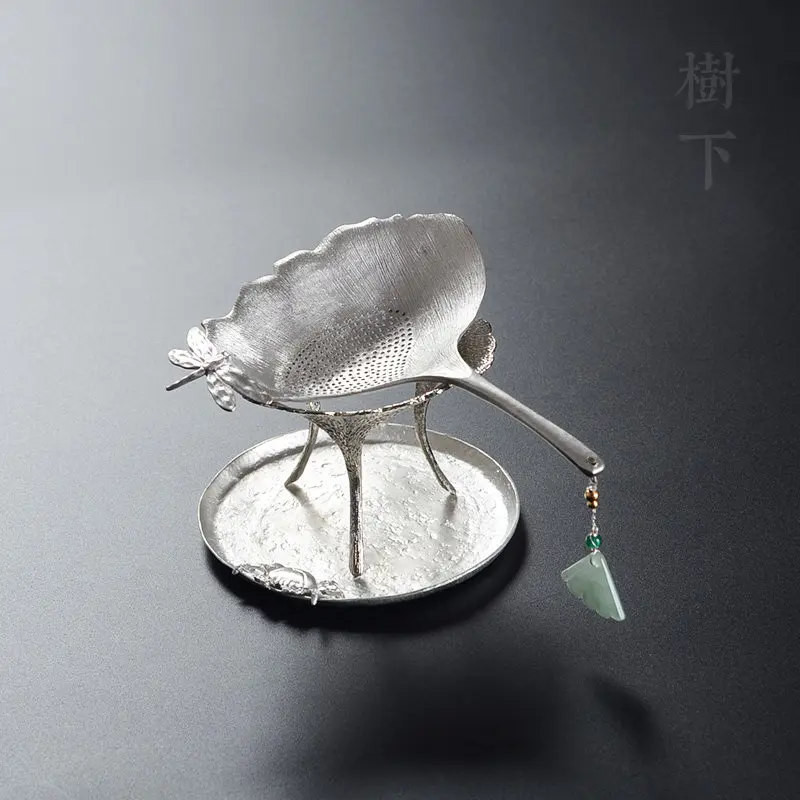 Handmade Pure Tin Tea Strainer Ginkgo Leaf Shaped Tea Filter Creative Cute Tea Infuser for Home Use Household Goods