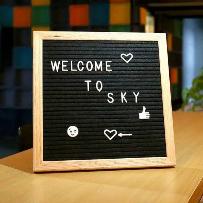 10x10 Inch Home Decor Felt Letter Board  Convey Information Corkboard  Oak Wood Message Boards   Decoration Message Decoration