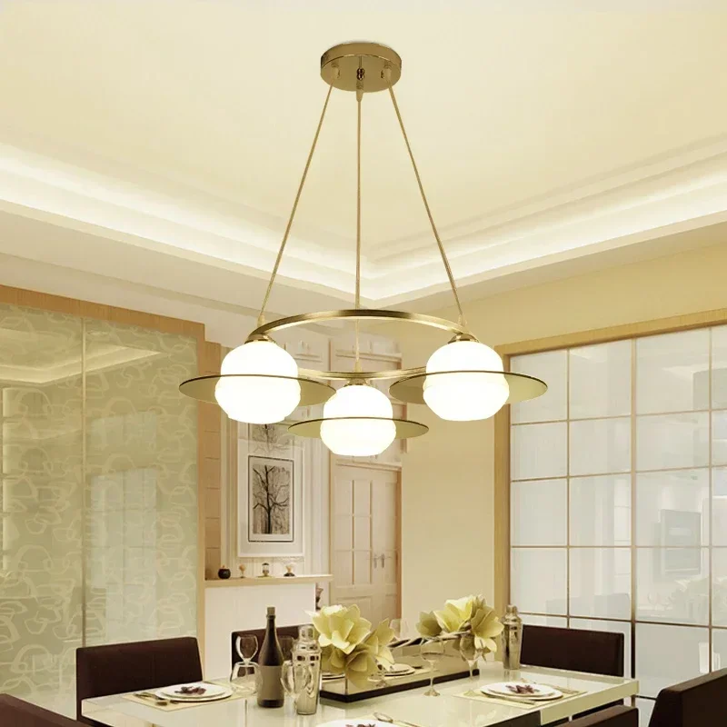 Led modern minimalist dining room chandelier three head dining room dining table creative Nordic lamps