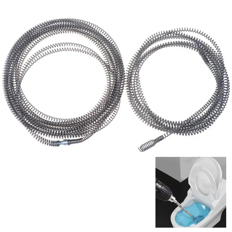 【S】Durable Steel Spring Drain And Toilet Unclogging Cable, 5/10m Length, Compatible With Drills And Includes Connector