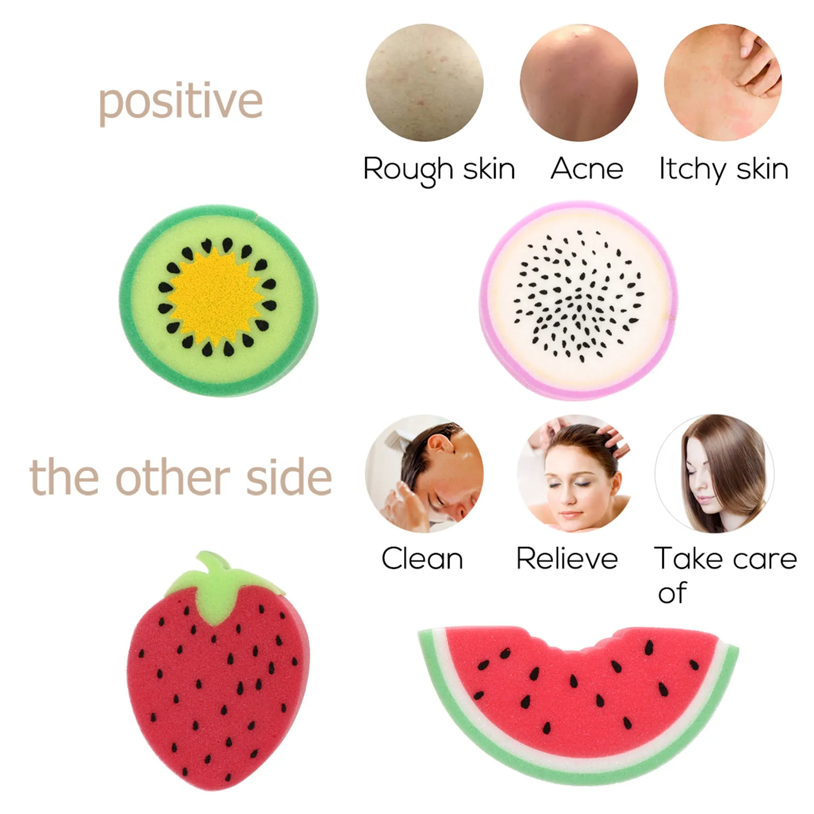 

4Pcs Fruit Bath Sponges Kids Shower Sponge Soft Exfoliating Body Scrubber Cute Kids Bathing Tools Sponge Bath Brush