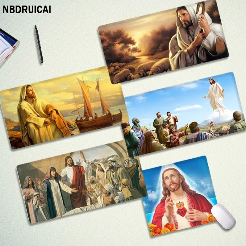 

NBDRUICAI Christian Jesus New Arrivals Gamer Speed Mice Retail Small Rubber Mousepad Size For Game Keyboard Pad For Gamer