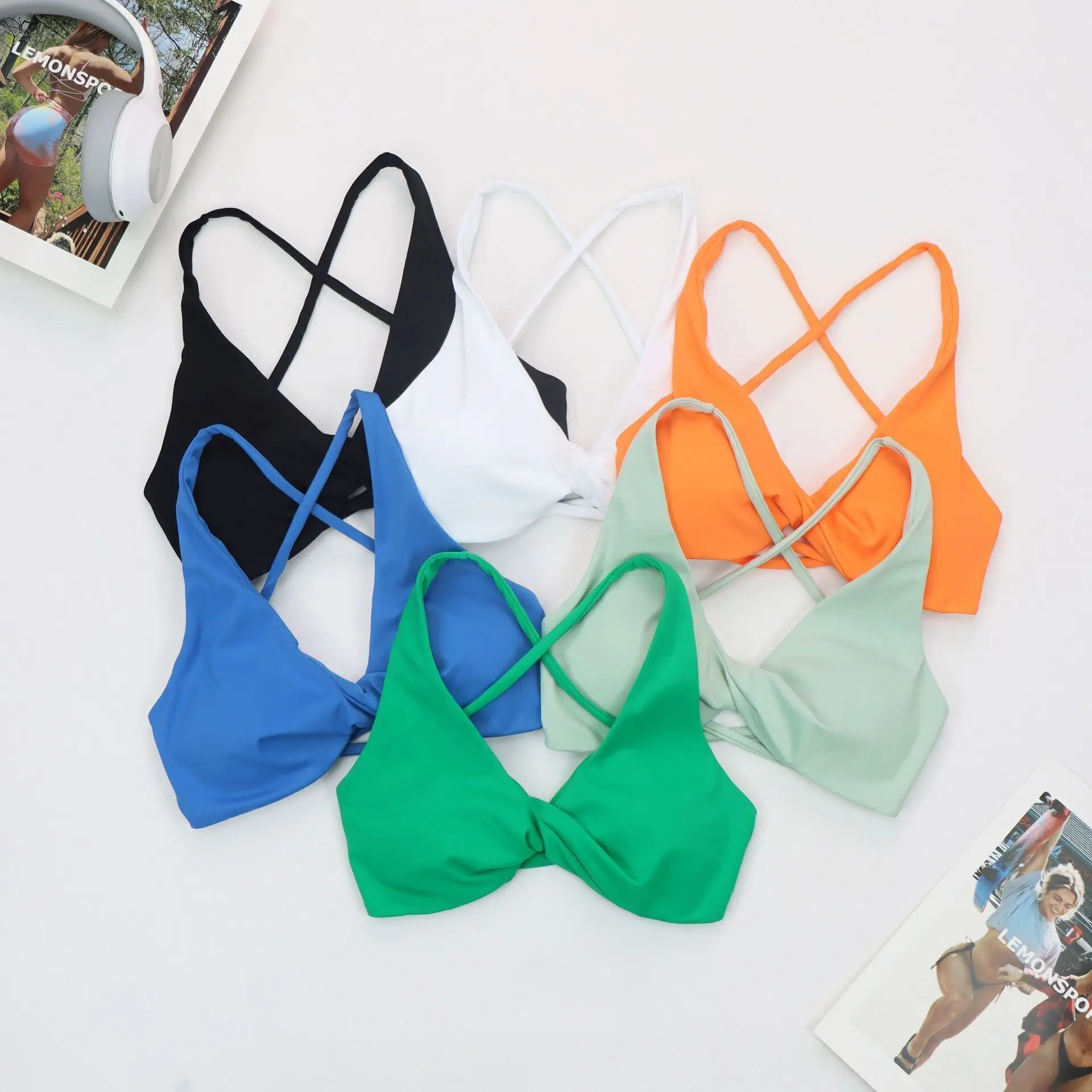 2025 Cross Back Sport Bra Pleated Design Fitness Underwear Women Naked Feeling Athletic Tank Top Sexy Hollow Workout Vest