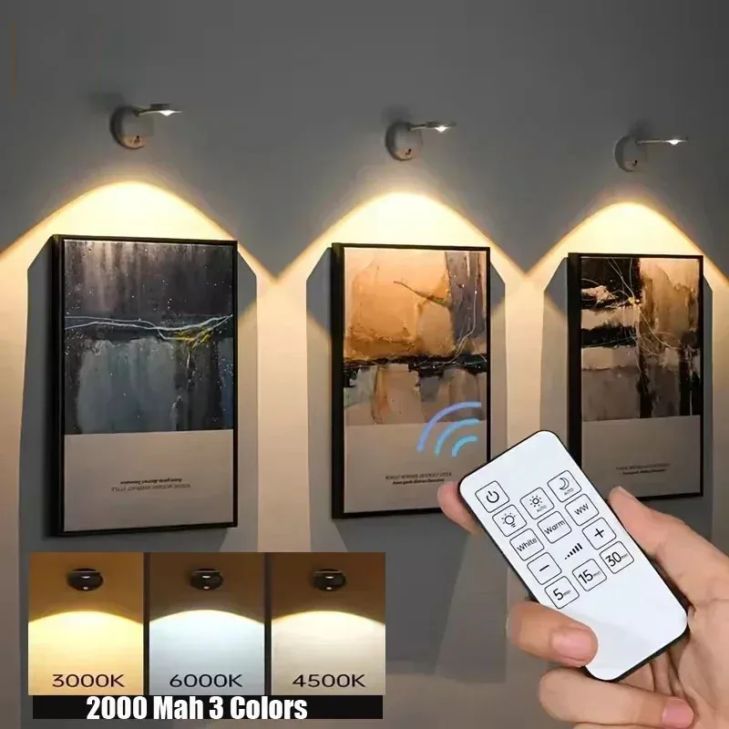 

Ночник с датчиком движения, 2000 мАч, перезаряжаемый, беспроводной, светодиодный, с пультом ДУ, для декора комнаты, прикроватной тумбочки